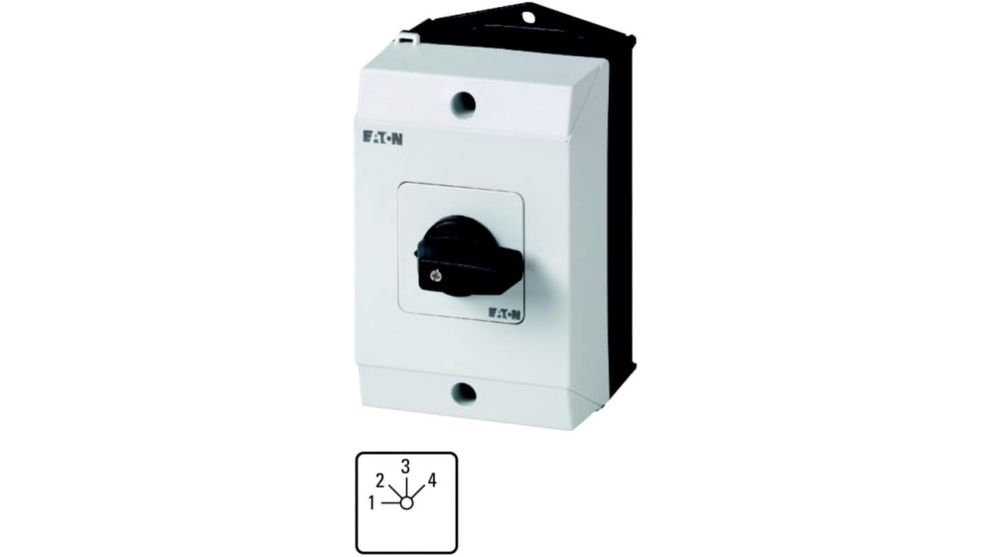 Eaton, 2P 4 Position 45° Rotary Cam Switch, 690V ac, 20A, Toggle Actuator