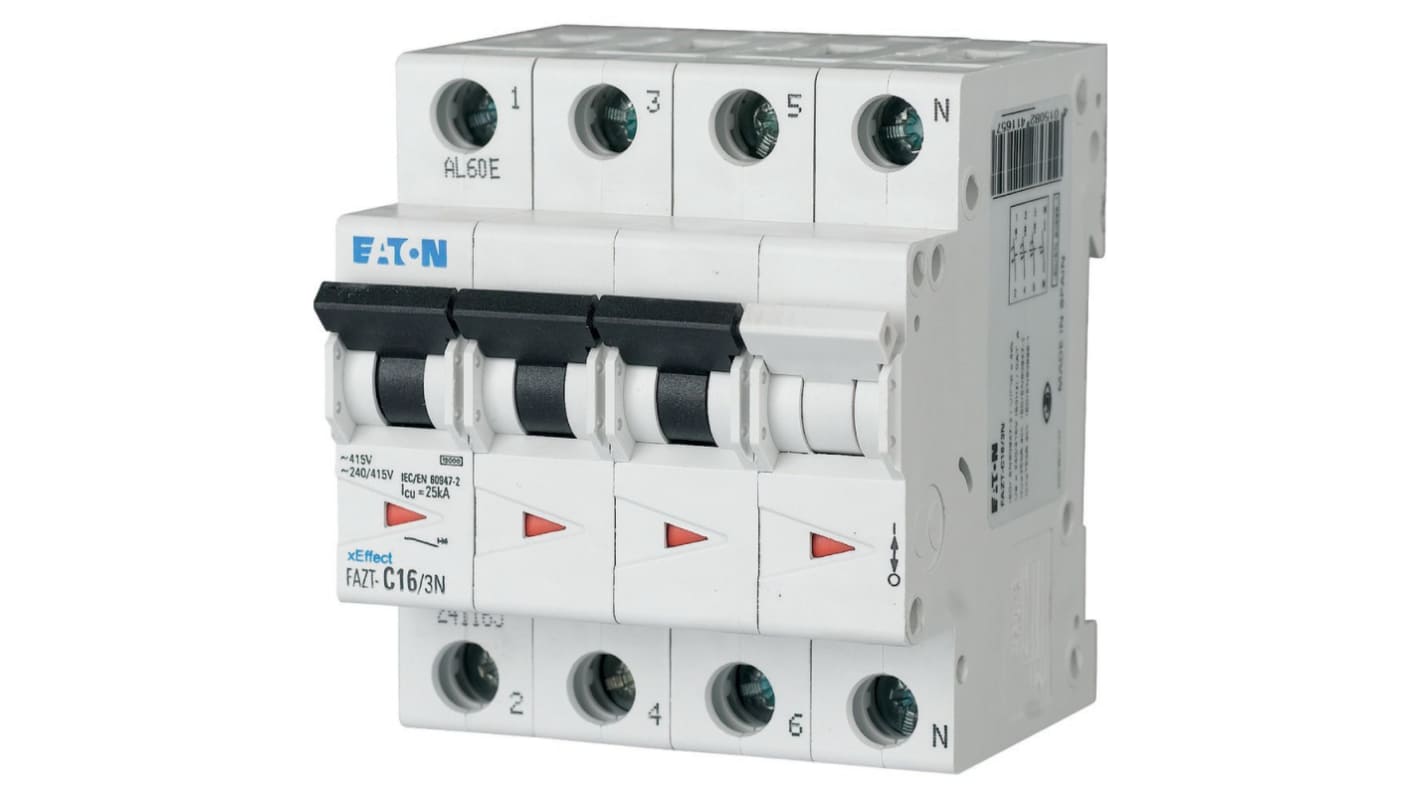 Interruttore magnetotermico Eaton 3+N 16A 7,5 kA, Tipo C