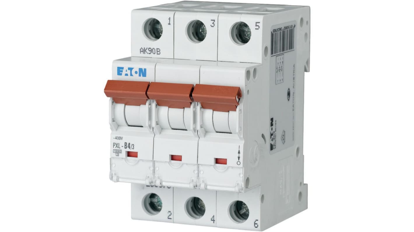 Interruttore magnetotermico Eaton, 3P 4A 10 kA, Tipo B
