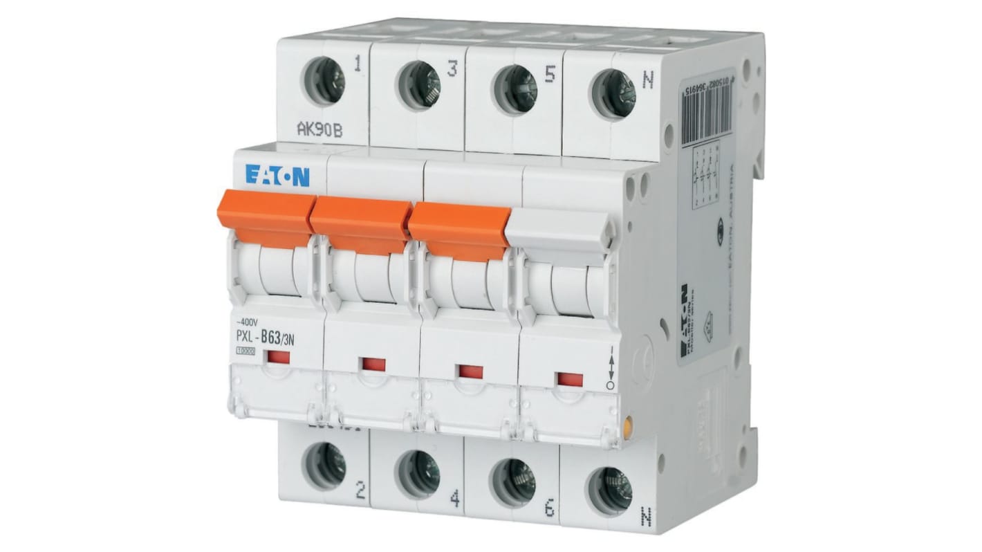Eaton xPole - PXL PXL MCB, 3P, 63A Curve B, 400V AC, 10 kA Breaking Capacity