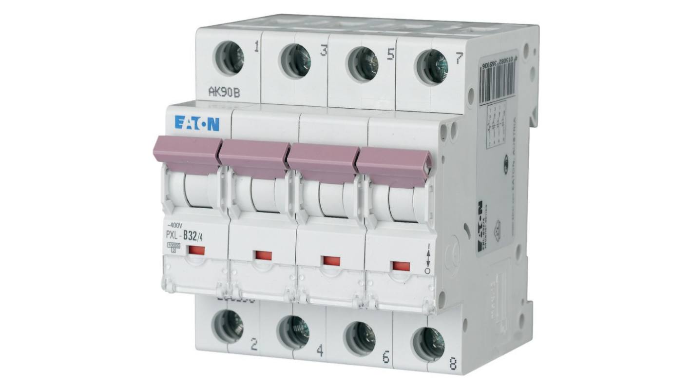 Eaton xPole - PXL PXL MCB, 4P, 32A Curve B, 400V AC, 10 kA Breaking Capacity