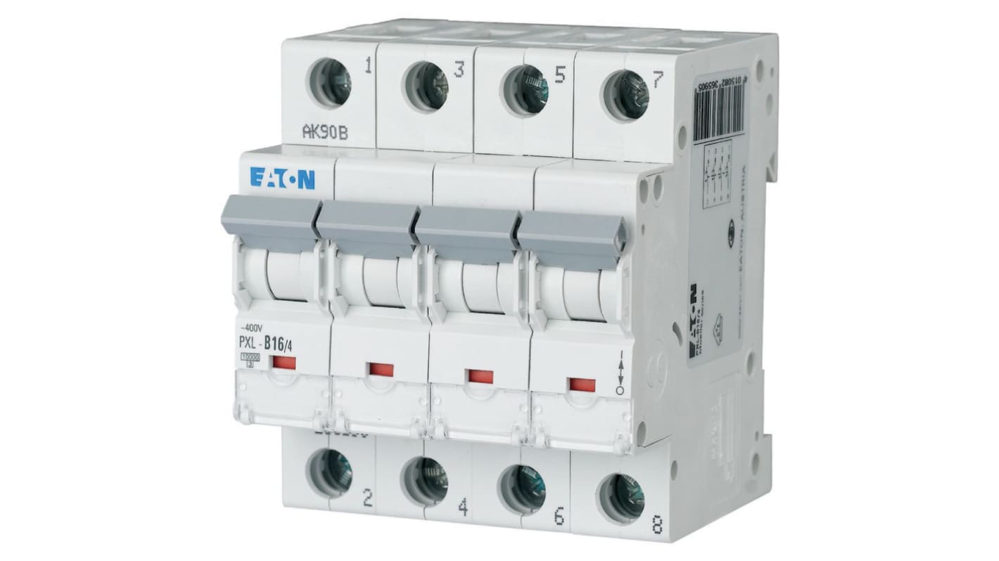 Eaton xPole - PXL PXL MCB, 4P, 16A Curve C, 400V AC, 10 kA Breaking Capacity