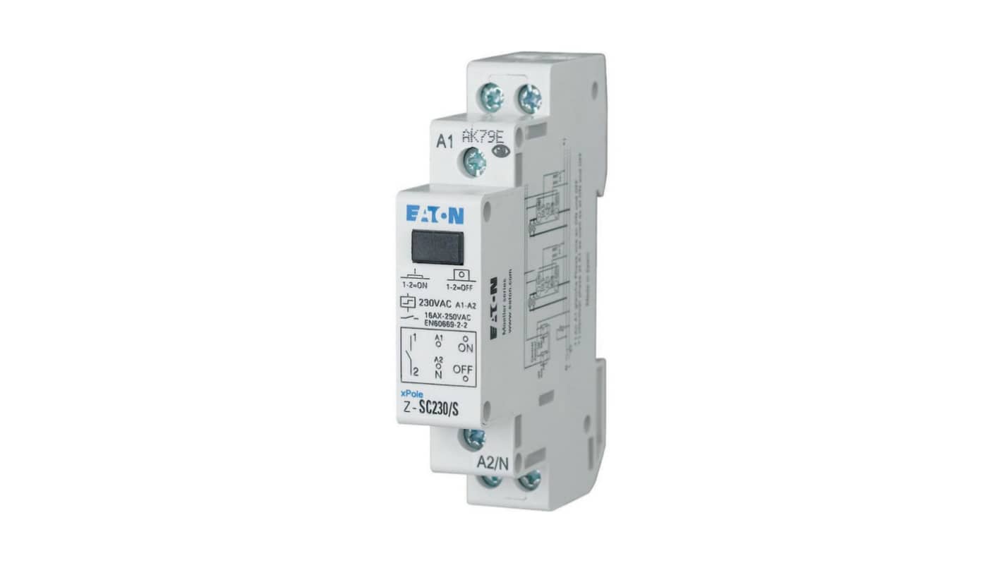 DIN Rail Impulse Relay, 230V ac Coil, 16A Switching Current, SPST