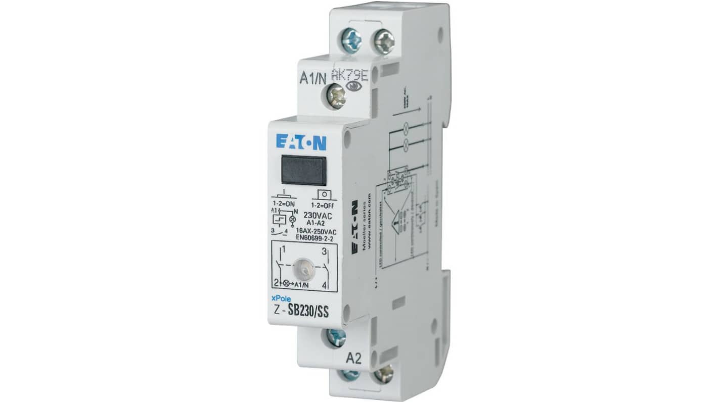 DIN Rail Impulse Relay, 24V ac Coil, 16A Switching Current, DPST
