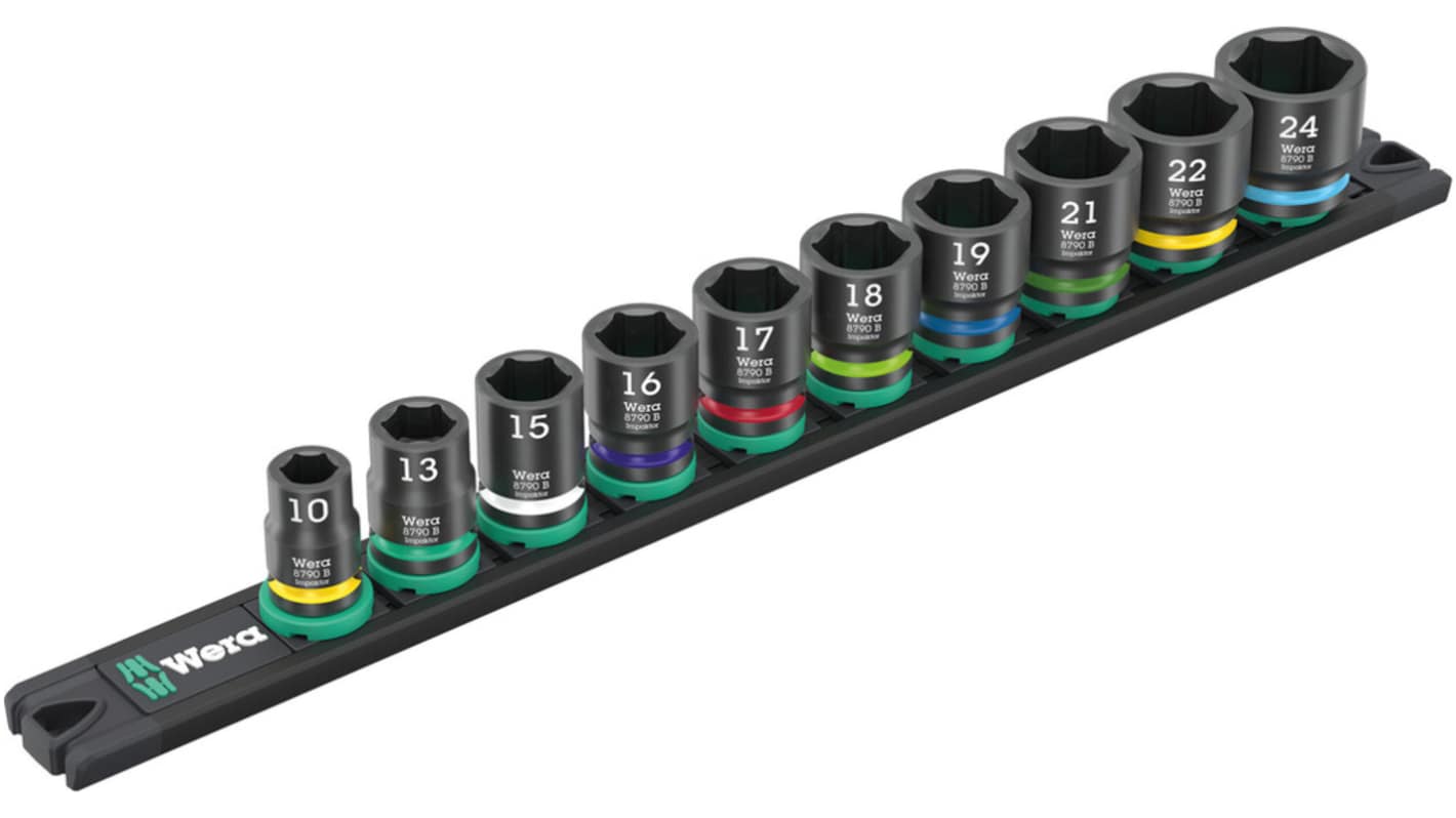 Wera 3/8 in Drive Impact Socket Set, 377 mm length