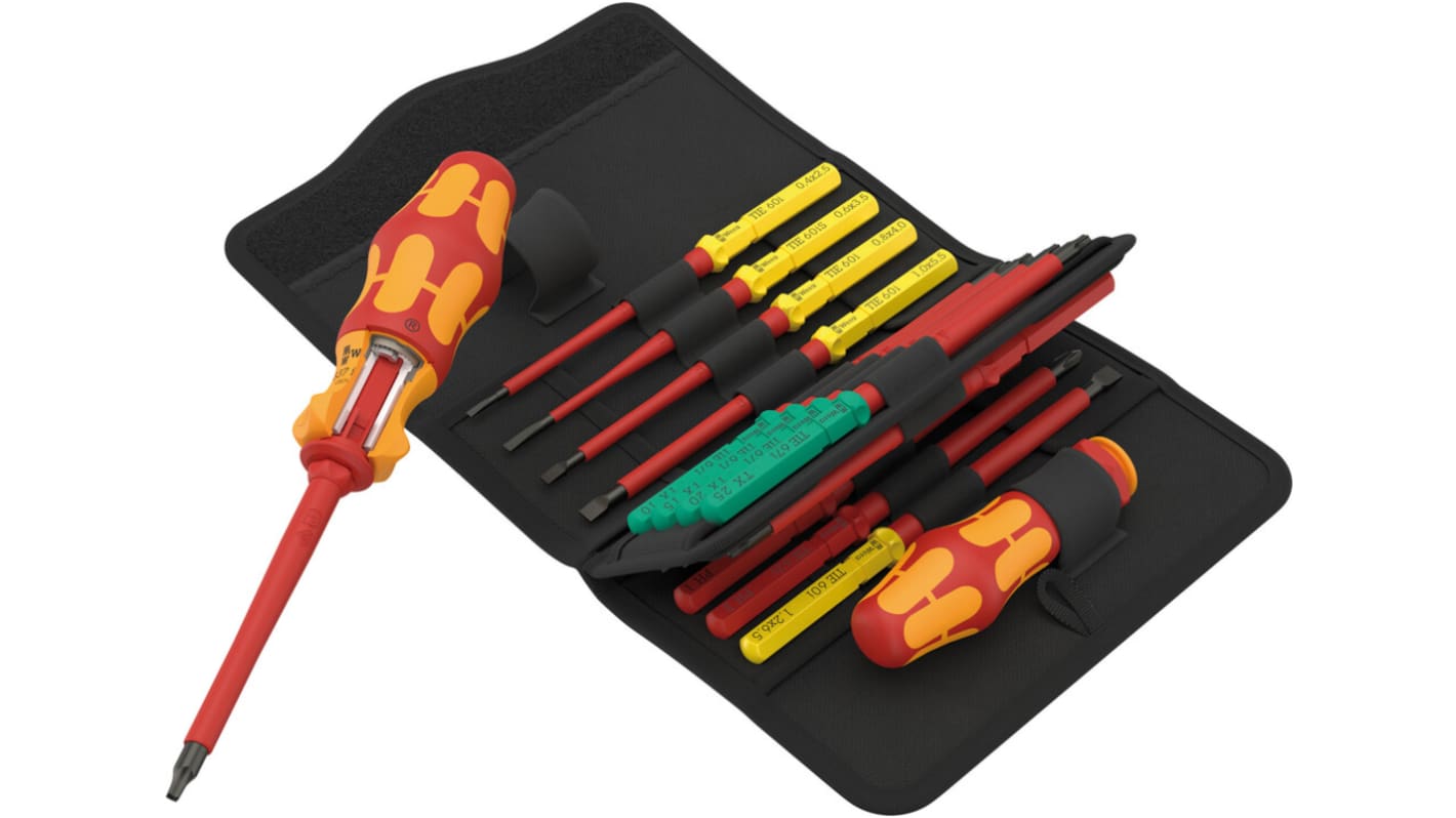 Set inserti per cacciaviti Wera, 17 pezzi A taglio, Phillips, Pozidriv, Torx