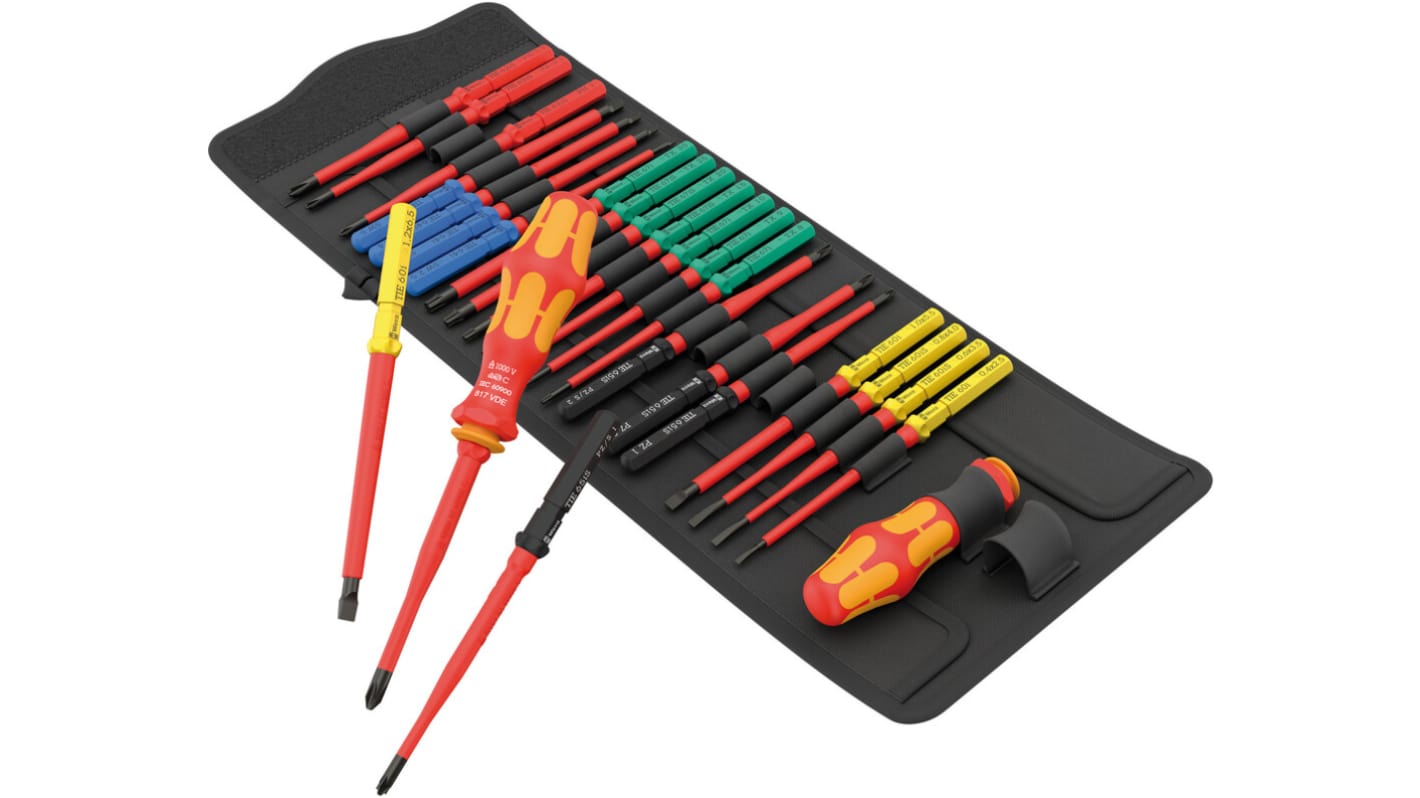 Wera Hexagon, Phillips, Pozidriv, Slotted, Torx Bit Holder Screwdriver, 26-Piece