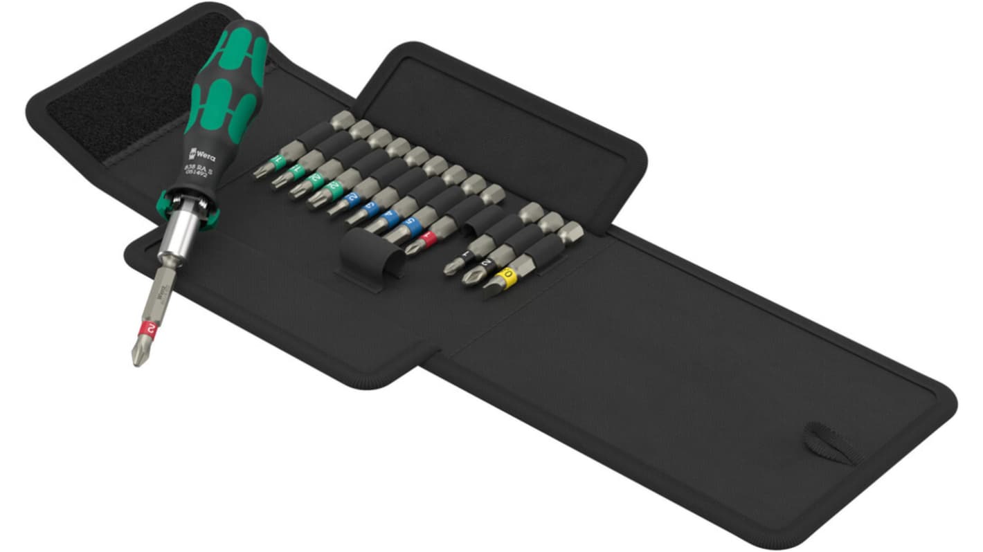 Wera Phillips, Pozidriv, Slotted, Torx Bit Holder Screwdriver, 14-Piece