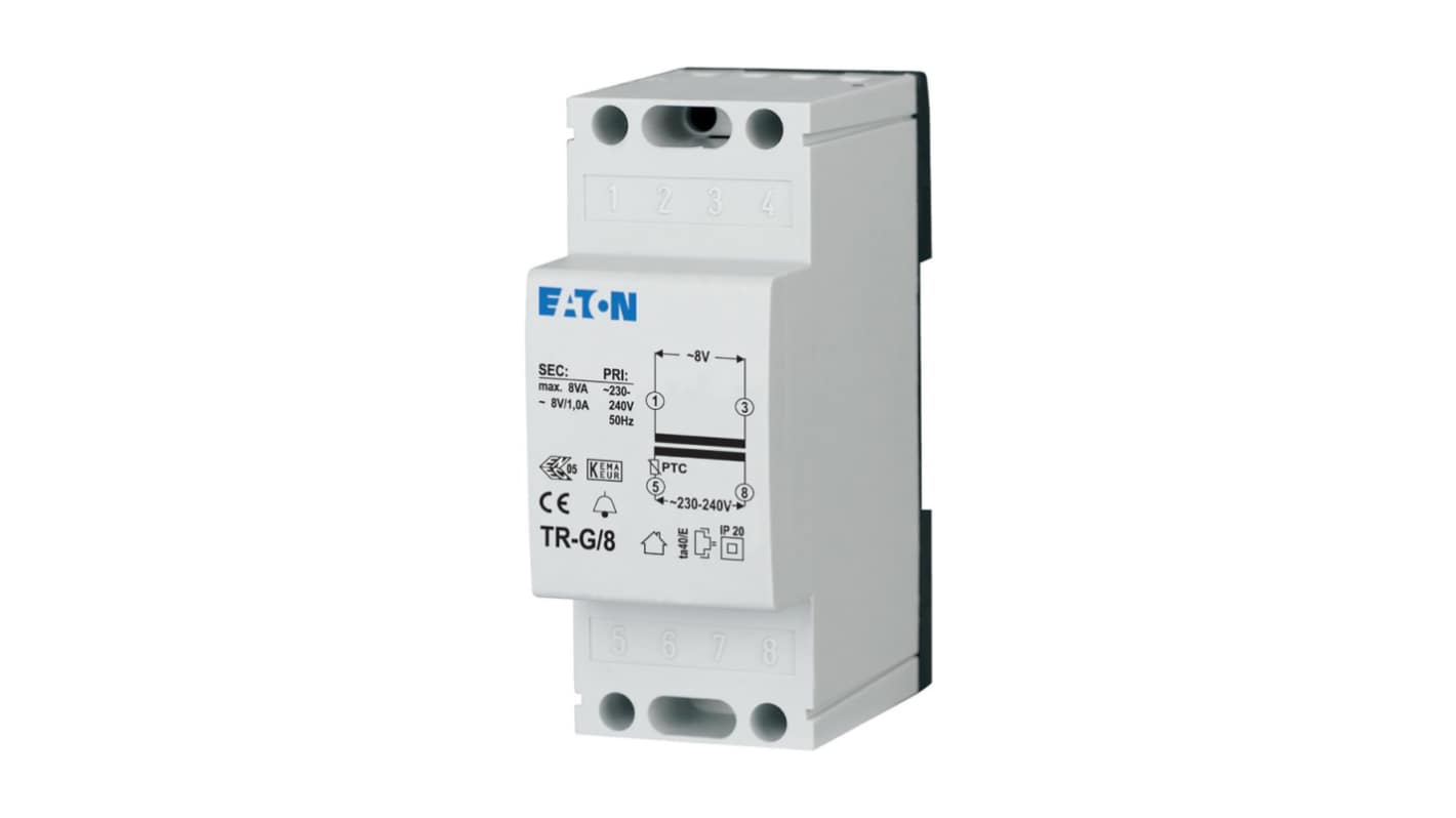 Eaton DIN Rail Transformer, 230V ac Primary, 8V Secondary