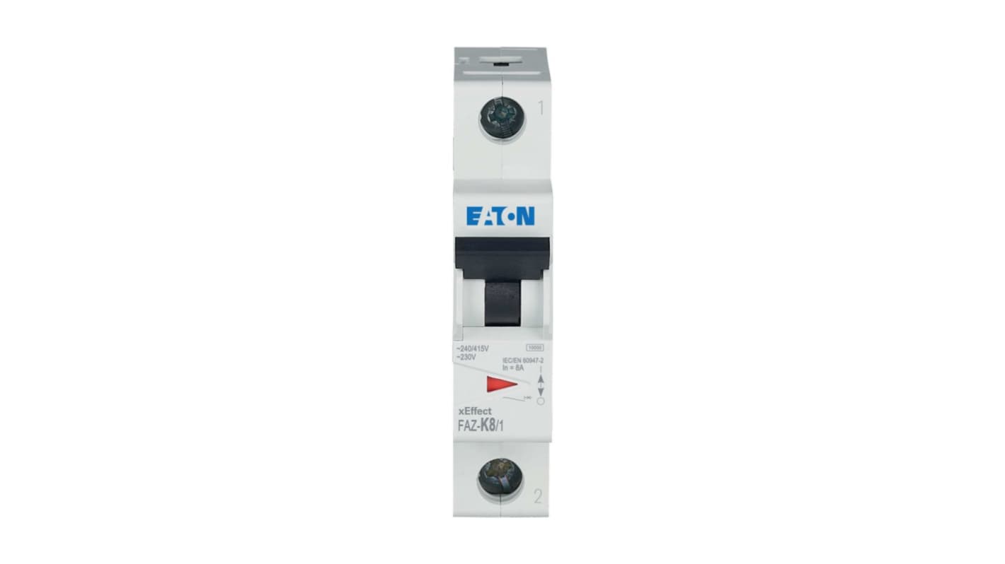 Eaton xEffect FAZ MCB, 1P, 8A Curve K, 230V AC, 48V DC, 10 kA Breaking Capacity