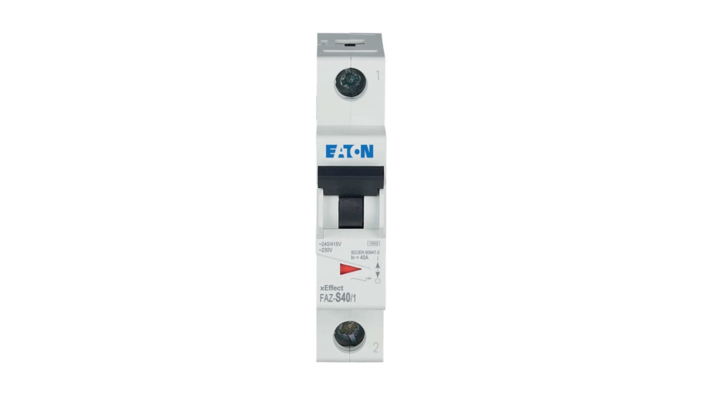 Eaton xEffect FAZ MCB, 1P, 40A Curve S, 230V AC, 48V DC, 10 kA Breaking Capacity