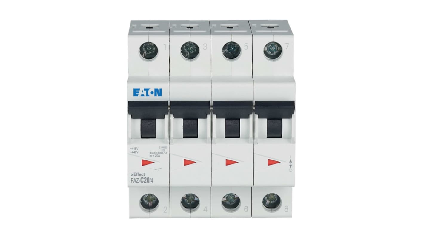Interruttore magnetotermico Eaton, 4P 20A 10 kA, Tipo C