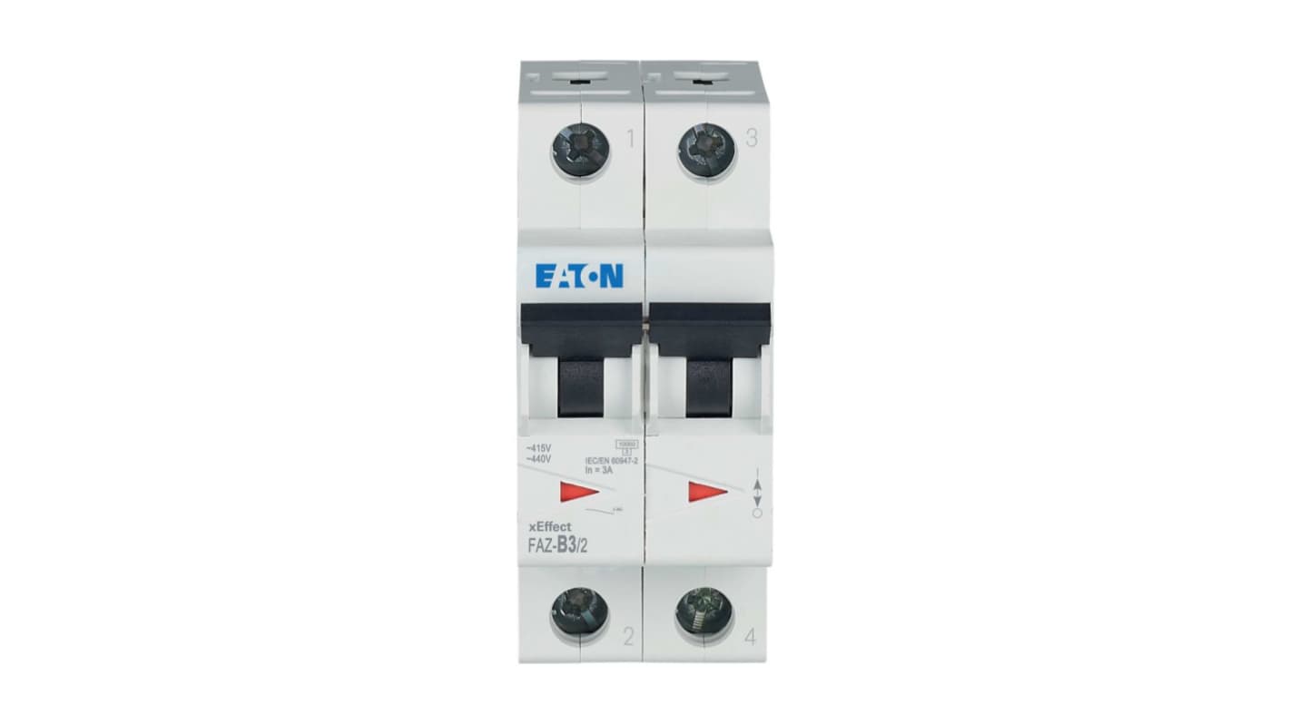 Interruttore magnetotermico Eaton, 2P 3A 10 kA, Tipo B