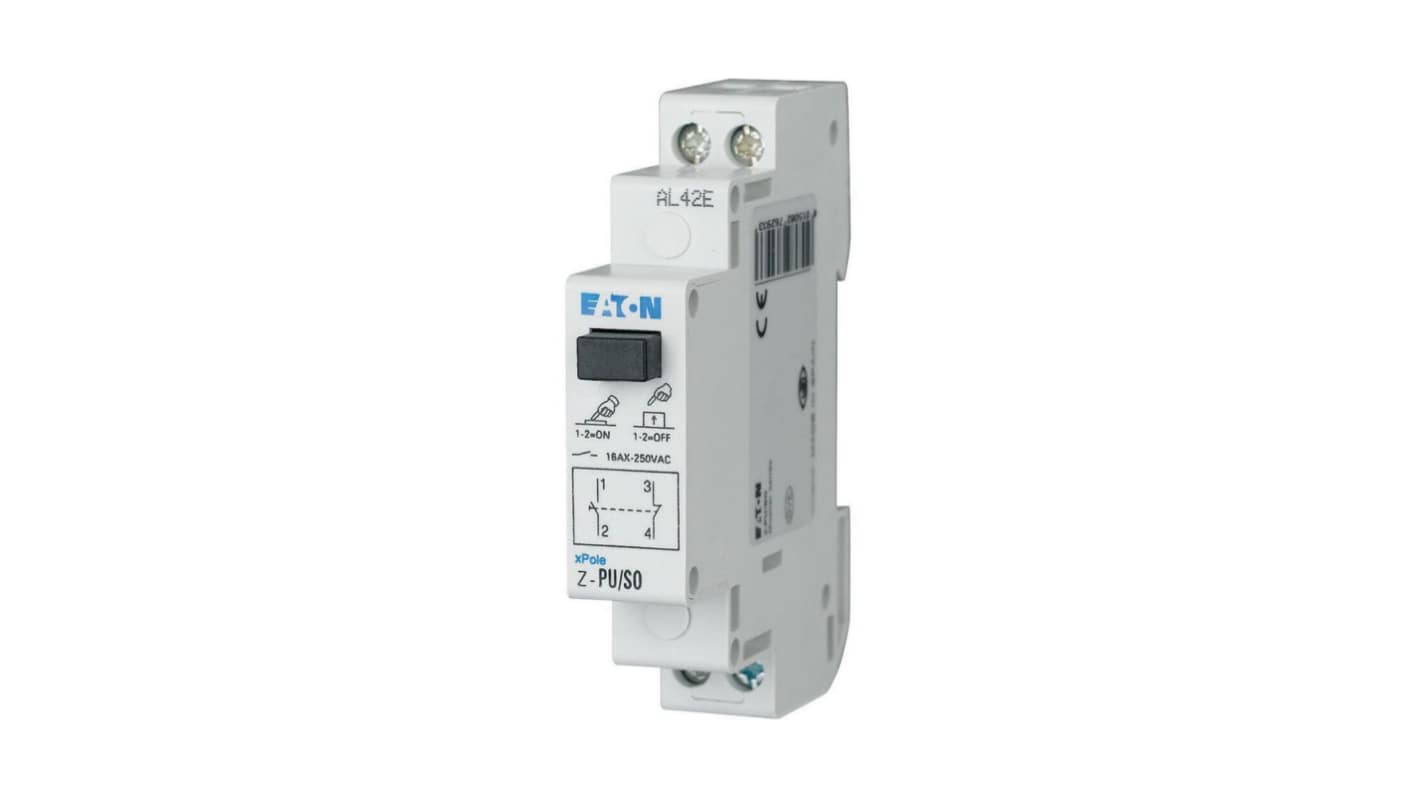 Eaton Z-PU Series Push Button Switch, DIN Rail, 1NC, 1NO, 250V, IP40