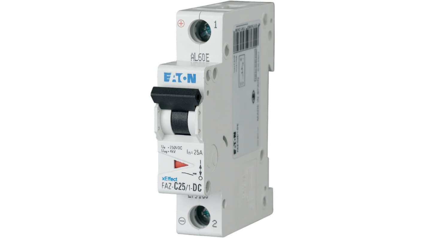 Eaton xEffect FAZ MCB, 1P, 50A Curve C, 250V DC, 10 kA Breaking Capacity