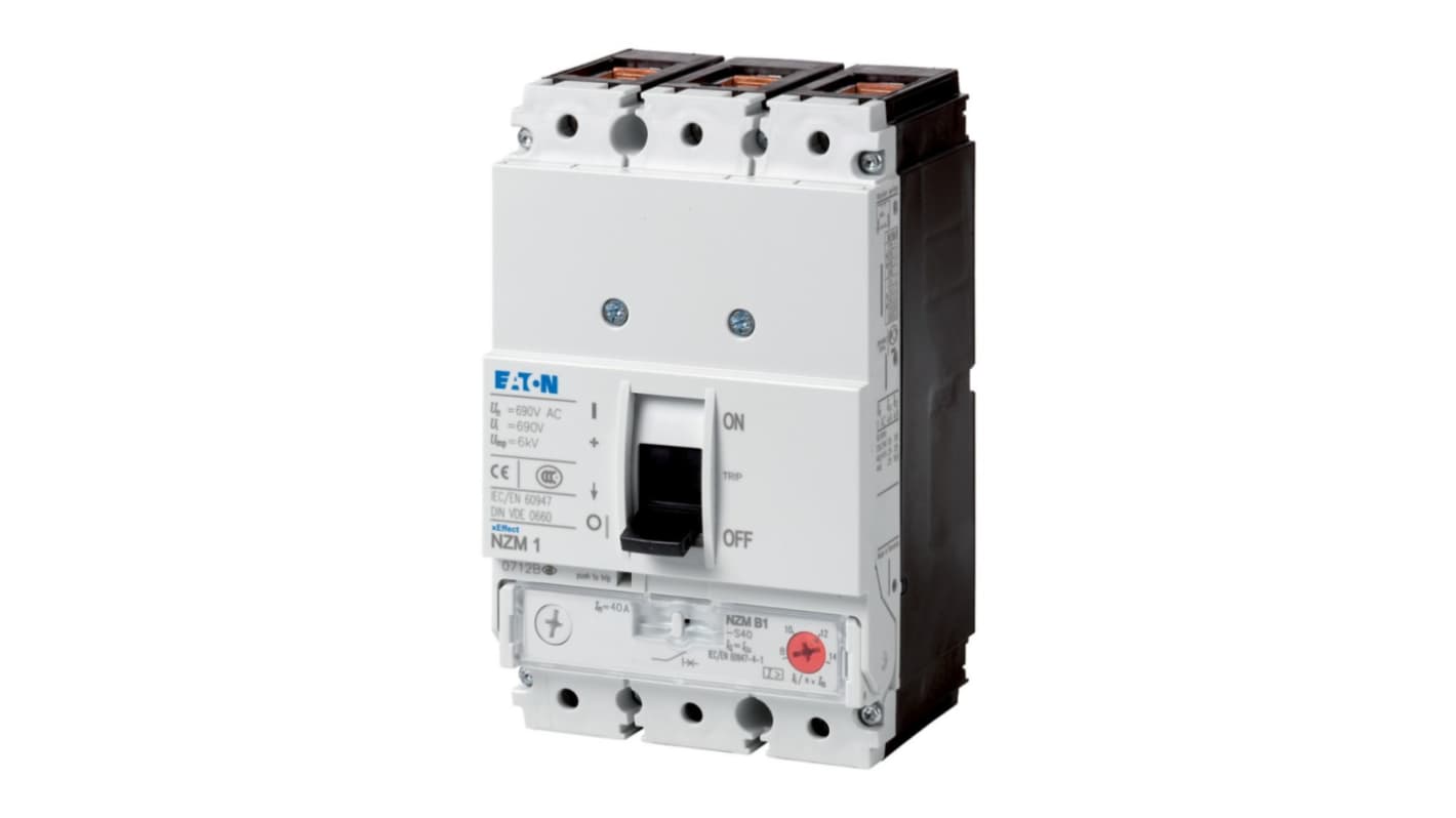 Eaton, Eaton Moeller NZM MCCB Molded Case Circuit Breaker 3P 100A, Breaking Capacity 7.5 kA, Fixed Mount