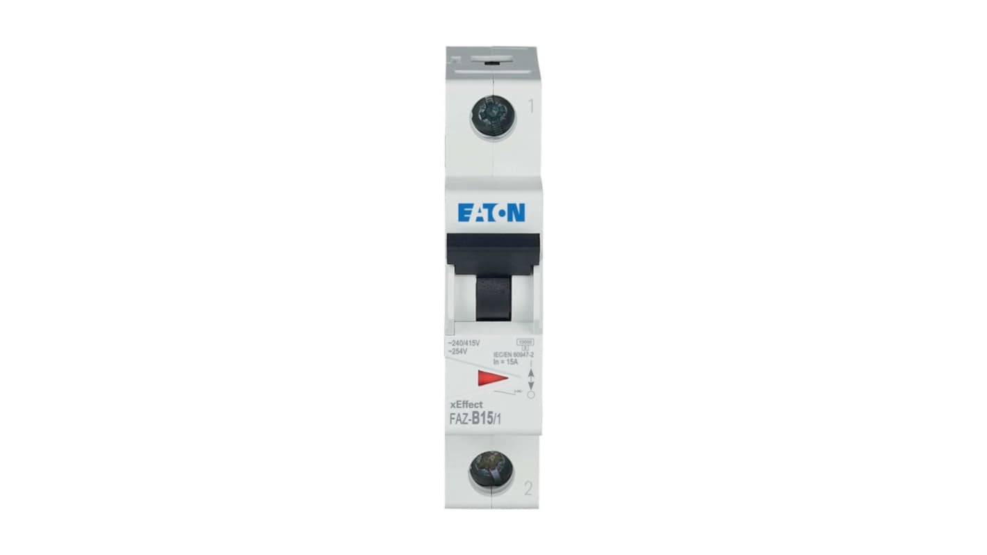 Eaton xEffect FAZ MCB, 1P, 15A Curve B, 230V AC, 10 kA Breaking Capacity
