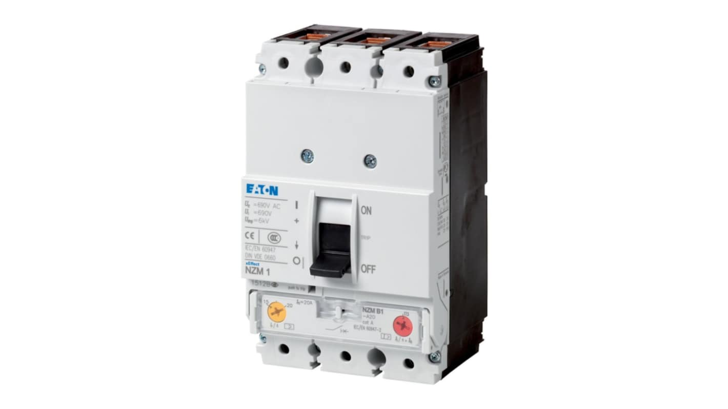 Eaton, Eaton Moeller NZM MCCB Molded Case Circuit Breaker 3P 50A, Breaking Capacity 6 kA, Fixed Mount