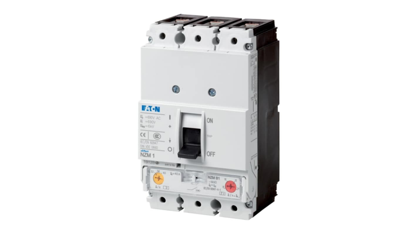 Eaton, Eaton Moeller NZM MCCB Molded Case Circuit Breaker 3P 100A, Breaking Capacity 4 kA, Fixed Mount
