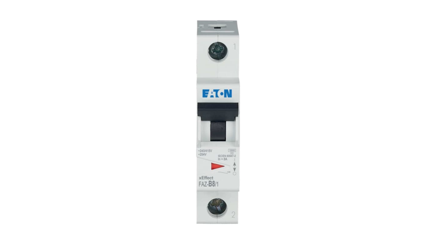 Eaton xEffect FAZ MCB, 1P, 8A Curve B, 230V AC, 48V DC, 10 kA Breaking Capacity