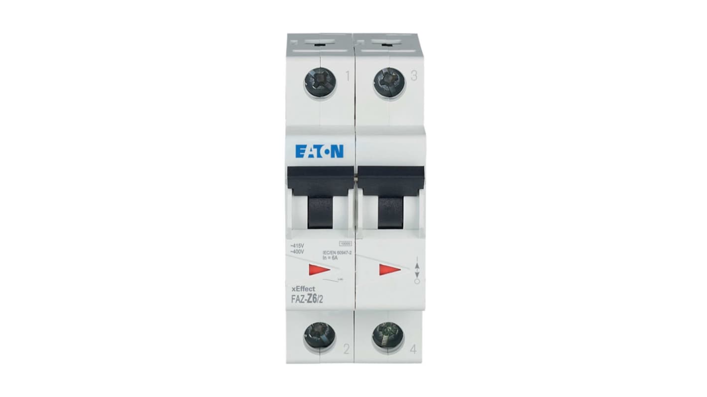 Eaton xEffect FAZ MCB, 2P, 6A, Type Z, 400V AC, 96V DC, 10 kA Breaking Capacity