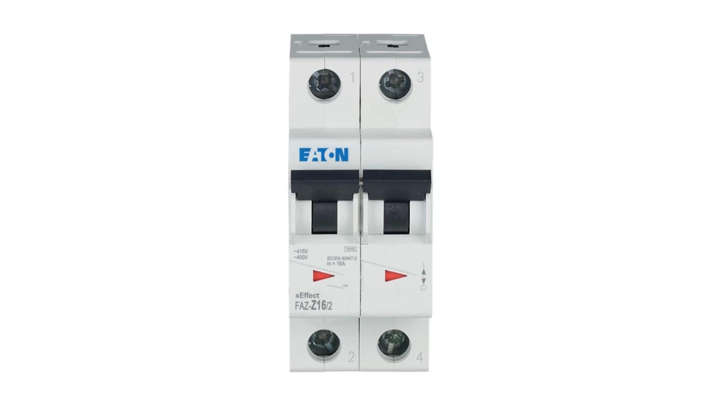 Eaton xEffect FAZ MCB, 2P, 16A, Type Z, 400V AC, 96V DC, 10 kA Breaking Capacity