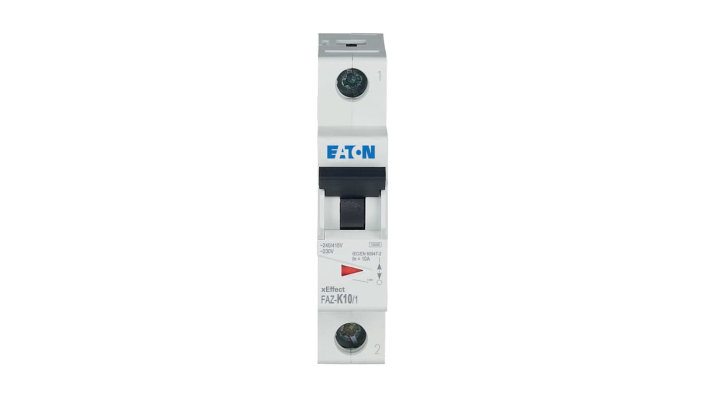 Eaton xEffect FAZ MCB, 1P, 10A Curve K, 230V AC, 48V DC, 10 kA Breaking Capacity