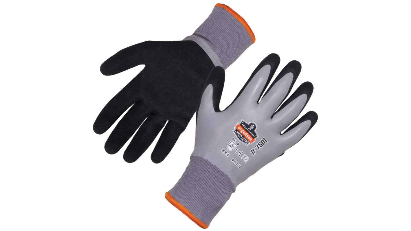 Ergodyne ProFlex Grey Acrylic Waterproof Work Gloves, Size XL, Nitrile Coating