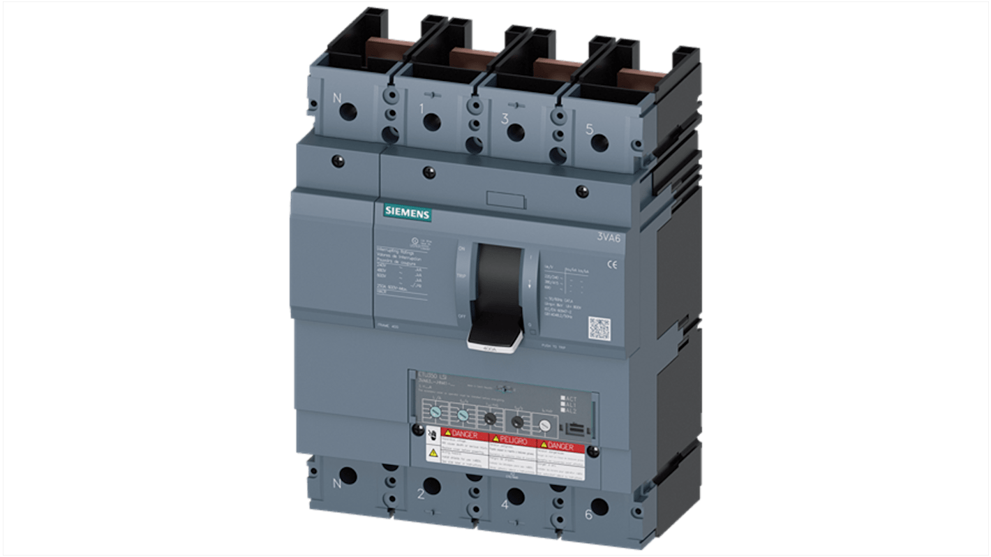 Siemens, SENTRON MCCB Molded Case Circuit Breaker 4P 400A, Breaking Capacity 65 kA, Fixed Mount