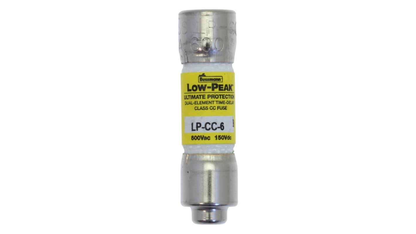 Eaton 6A T Melamine Cartridge Fuse, 1.5 x 0.41in