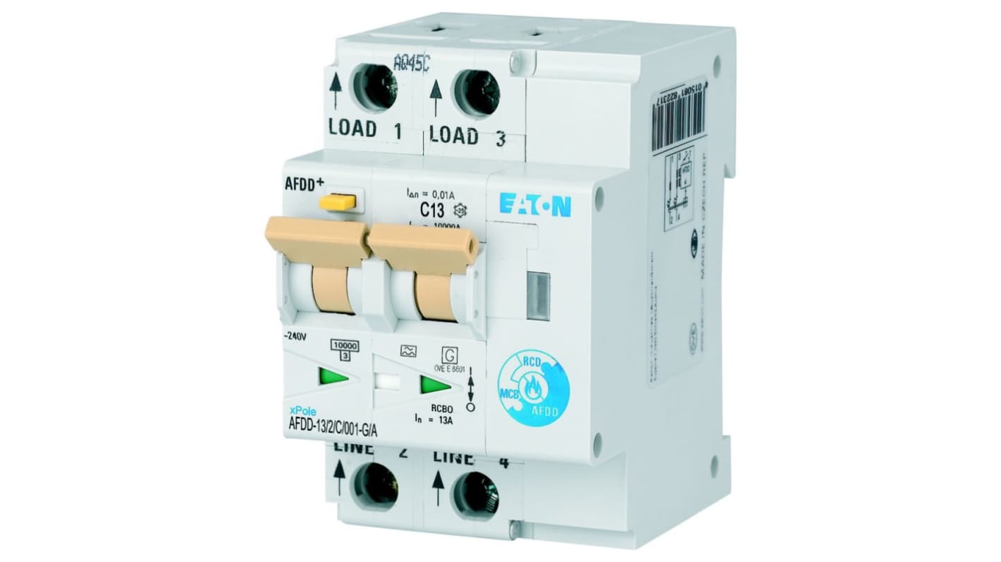 Mb 300191 afdd 13 2 c 001 g a eaton rcbo 10ka current rating 2p