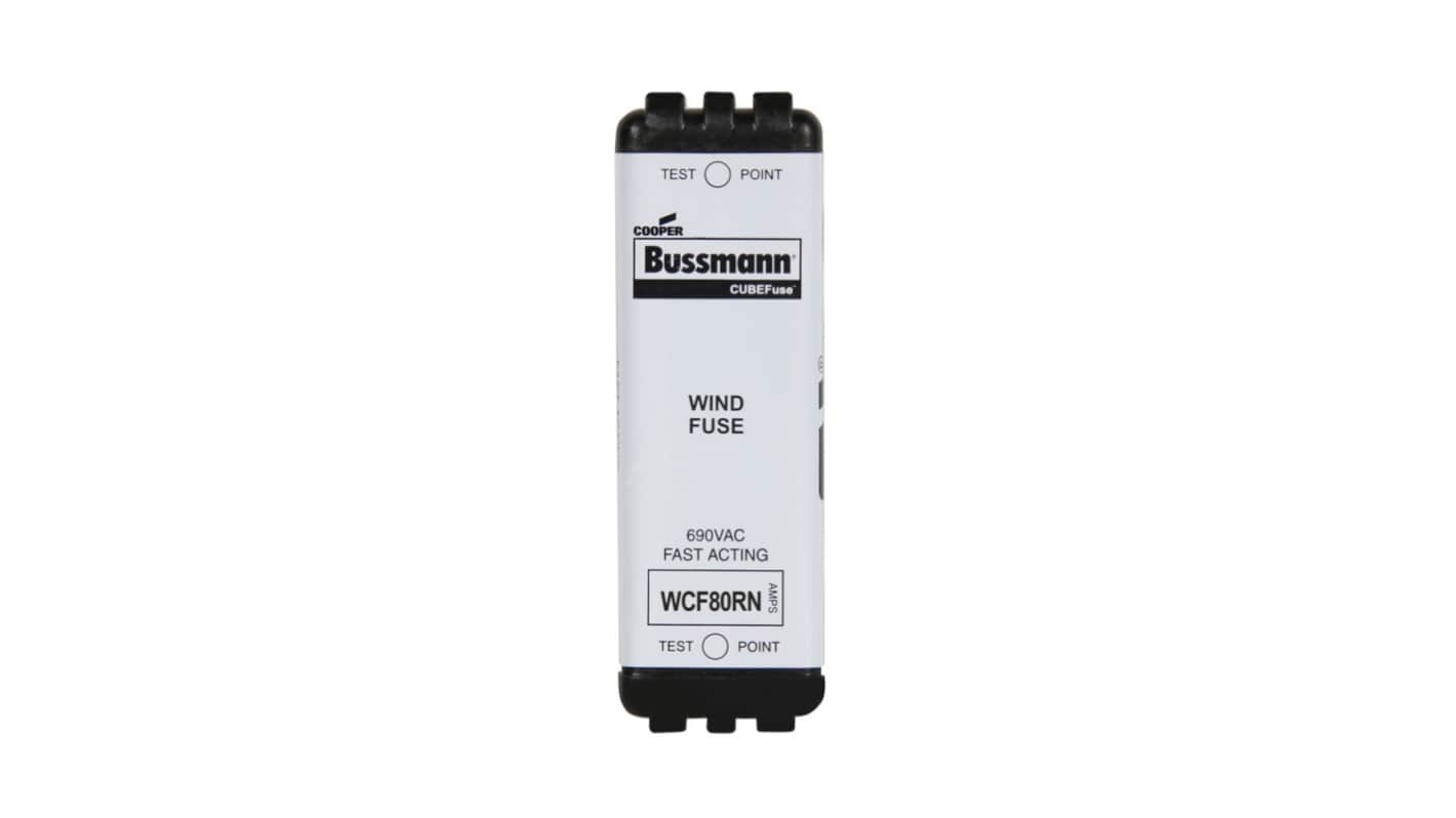 Eaton 80A Glass Filled PES Cartridge Fuse, 3.01 x 1in