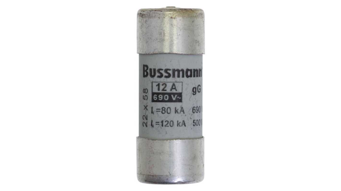 Eaton 12A Cartridge Fuses, 22.2 x 58mm