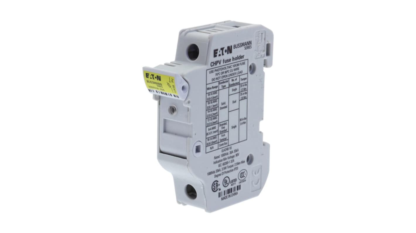 Eaton 30A Fuse Holder for 10 x 38mm Fuse, 1P, 1kV