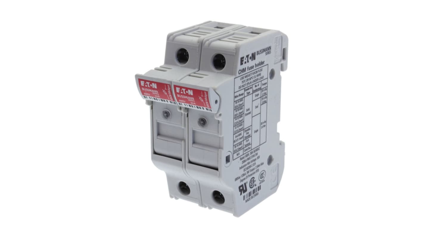 Eaton 30A Fuse Holder for 10 x 38mm Fuse, 2P, 690V