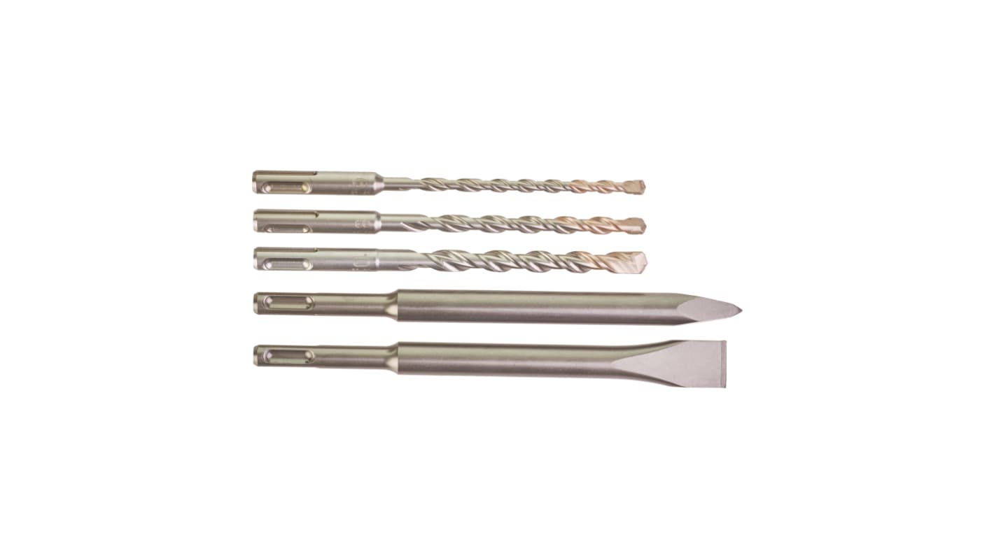 5-Piece SDS Plus Drill Bit Set for Concrete, 10mm Max, 5mm Min