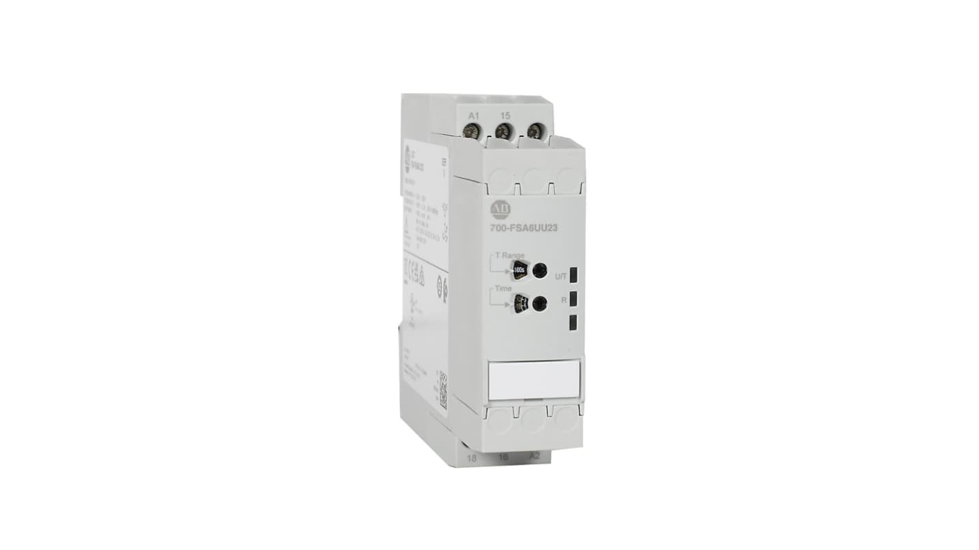 Allen Bradley 700-FSK6 Series DIN Rail Mount Timer Relay, 24 → 240V ac, 2-Contact, 0.1 to 10h, SPDT