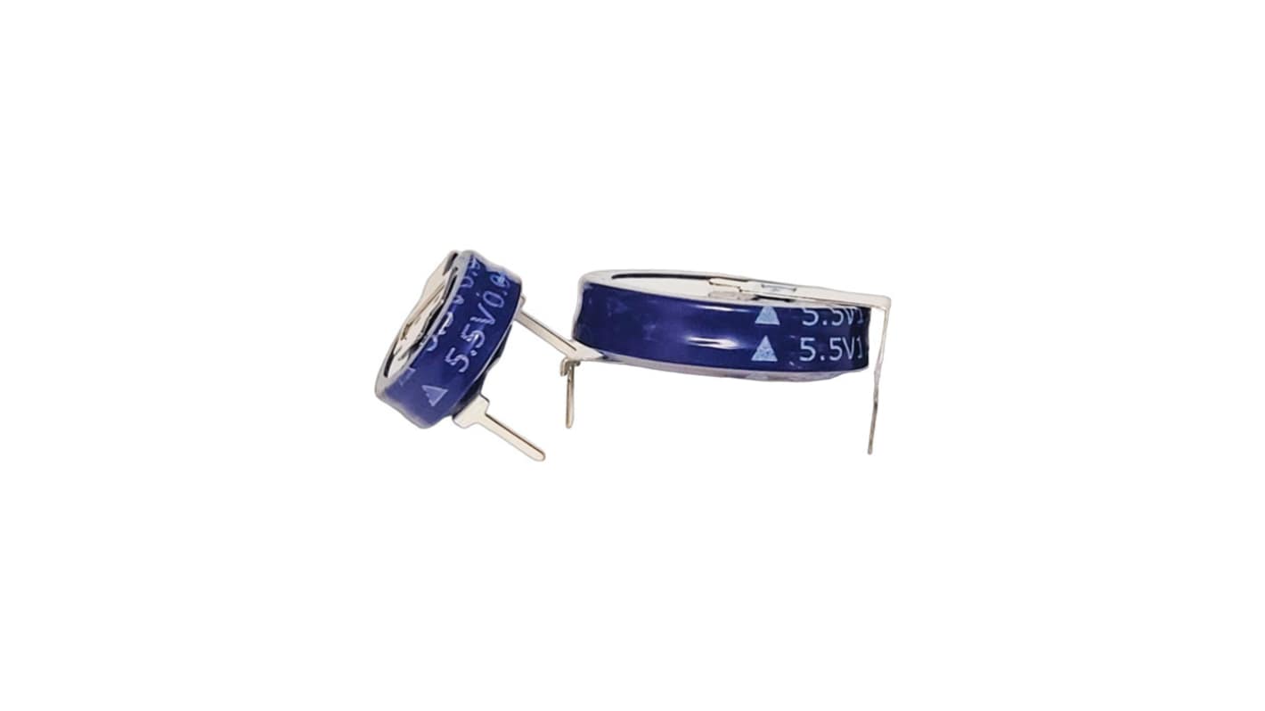 Abracon 1F Supercapacitor 0/+30% Tolerance, ADCH-S05R5S 5.5V dc, Through Hole
