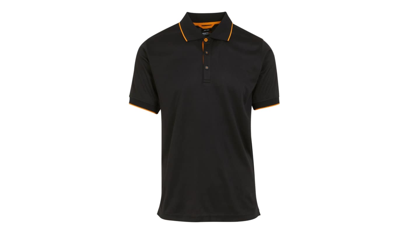 T-shirt, Czarny, pomarańczowy, Poliester z recyklingu, 52 → 54, Krótki