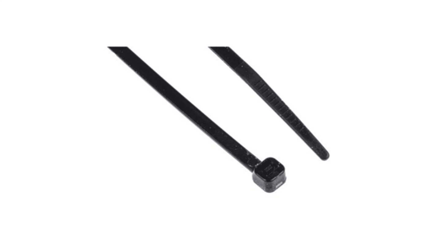 RS PRO Cable Ties, 100. 200mm x 2.5, 3.2 mm, Black Nylon, Pk-50