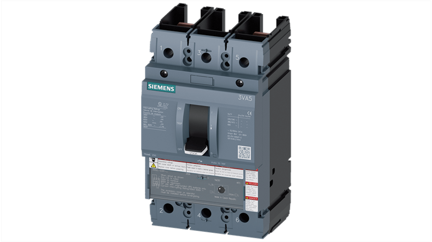 Siemens, SENTRON MCCB Molded Case Circuit Breaker 2P 70A, Breaking Capacity 35 kA, Fixed Mount