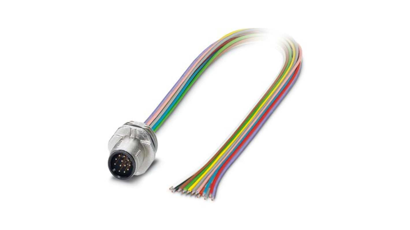 Phoenix Contact Circular Connector, 12 Contacts, Front Mount, M12 Connector, Plug, Male, IP65, IP67, IP69K, SACC Series