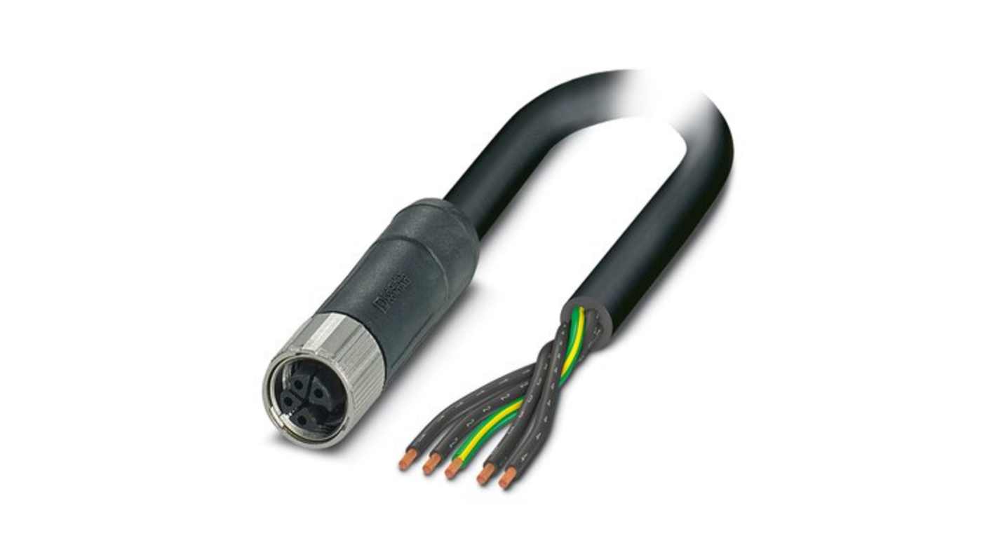 Phoenix Contact 14148, Shielded, 10m 5 Core, Black, Grey Polyurethane PUR Power Cable +90°C