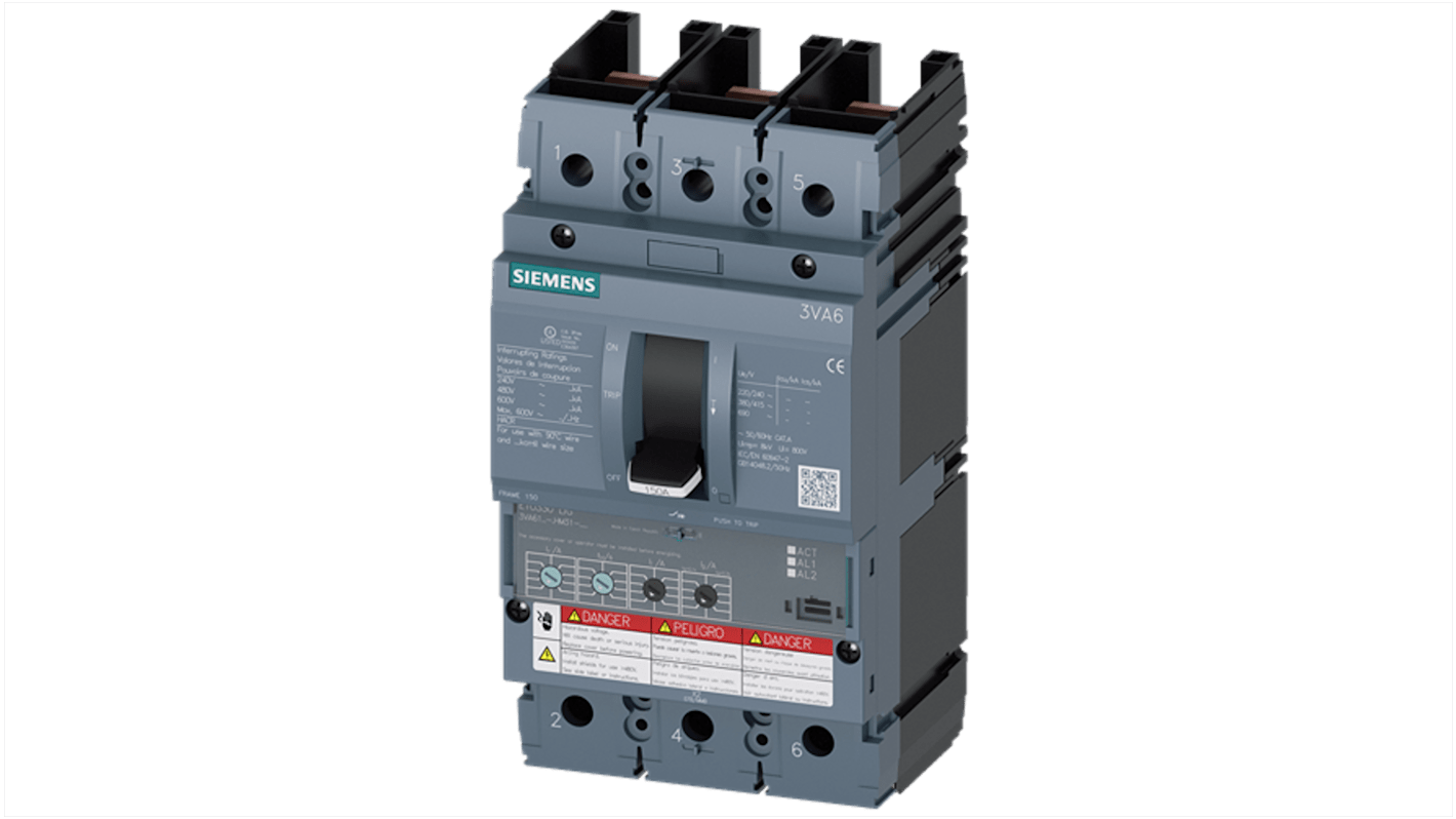 Siemens, SENTRON MCCB Molded Case Circuit Breaker 3P 100A, Breaking Capacity 100 kA, Fixed Mount