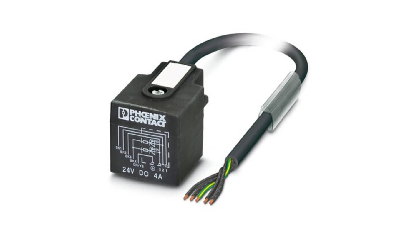 Phoenix Contact Straight 5 way Free Ends to Straight 5 way Valve Connector Sensor Actuator Cable, 1.5m