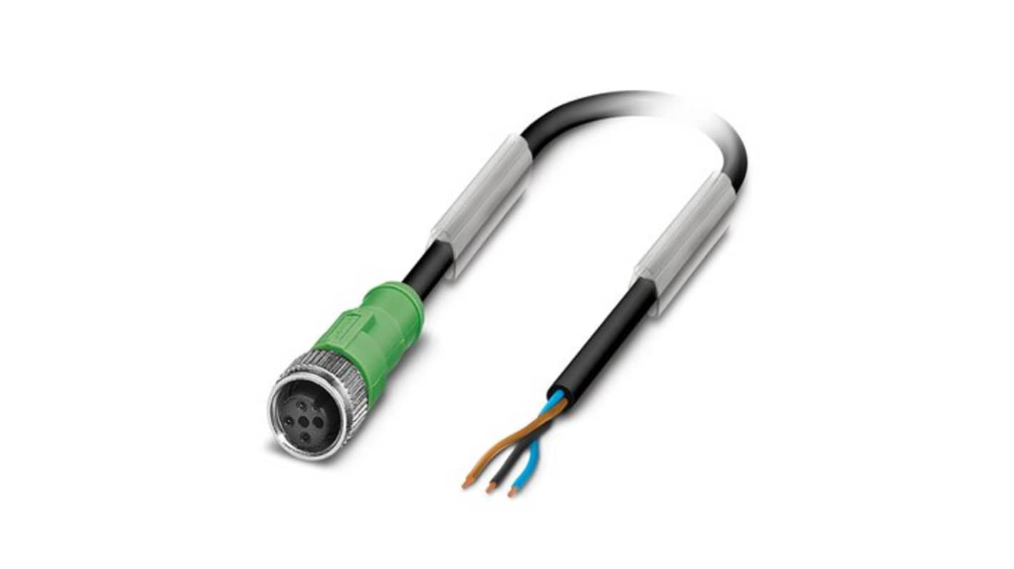 Phoenix Contact Straight 3 way Free Ends to Straight Female 3 way M12 Sensor Actuator Cable, 10m
