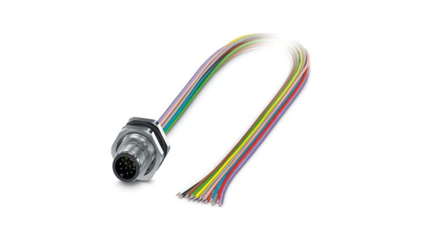 Phoenix Contact, 14115 IP65, IP67 Metal Rear Mount 17 Position Power Connector Plug, Rated At 1.5A, 30 V