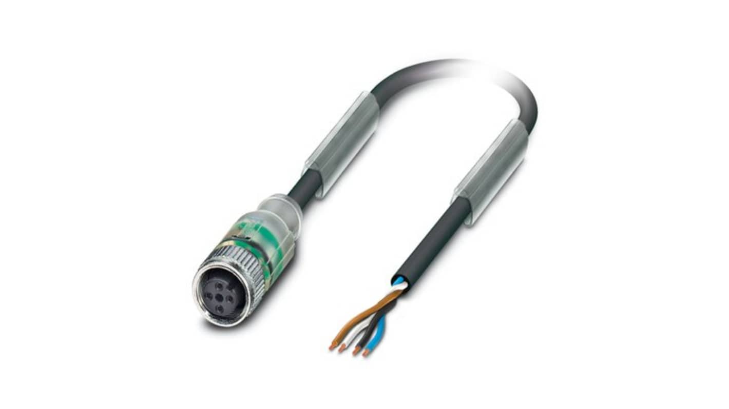 Phoenix Contact Straight 4 way Free Ends to Straight Female 4 way M12 Sensor Actuator Cable, 5m