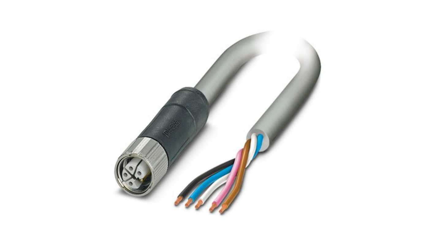 Phoenix Contact SAC, Power, 5m 5 Core, Grey Polyurethane PUR Power Cable +80°C