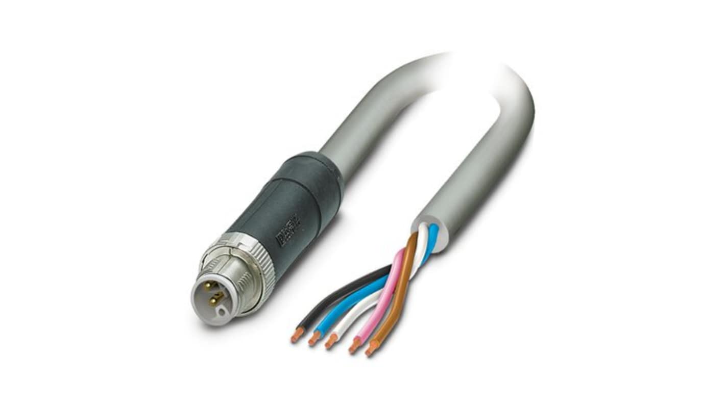 Phoenix Contact SAC, Power, 10m 5 Core, Grey Polyvinyl Chloride PVC Power Cable +80°C